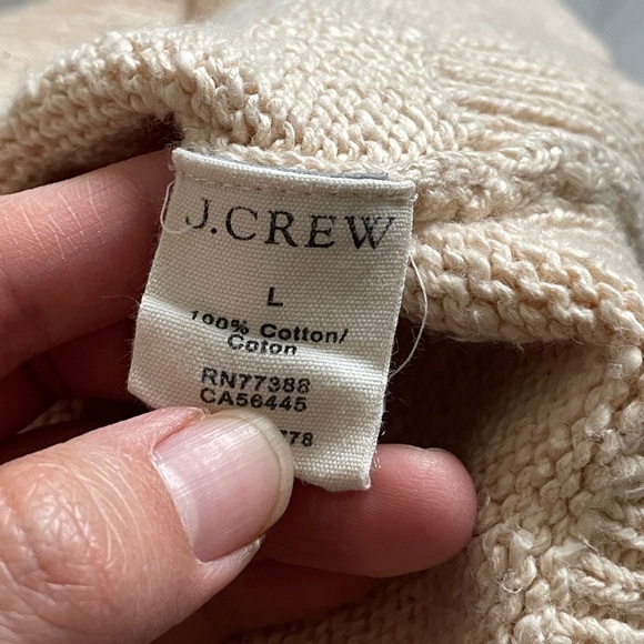 J. Crew 100% cotton Textured Crewneck Sweater Cream (large) minimalist comfy - Picture 6 of 6
